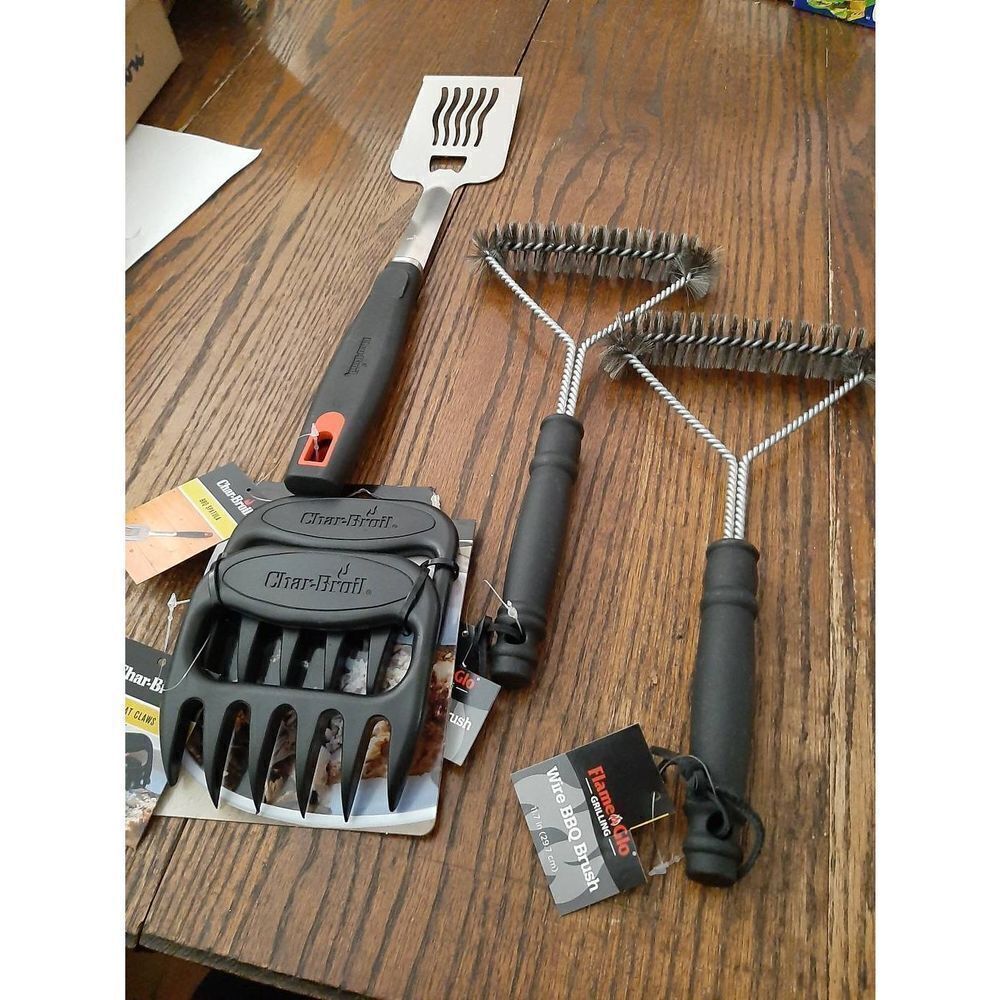 New BBQ Grilling Cooking Essentials Spatula Meat Claws Grill Brushes NWT